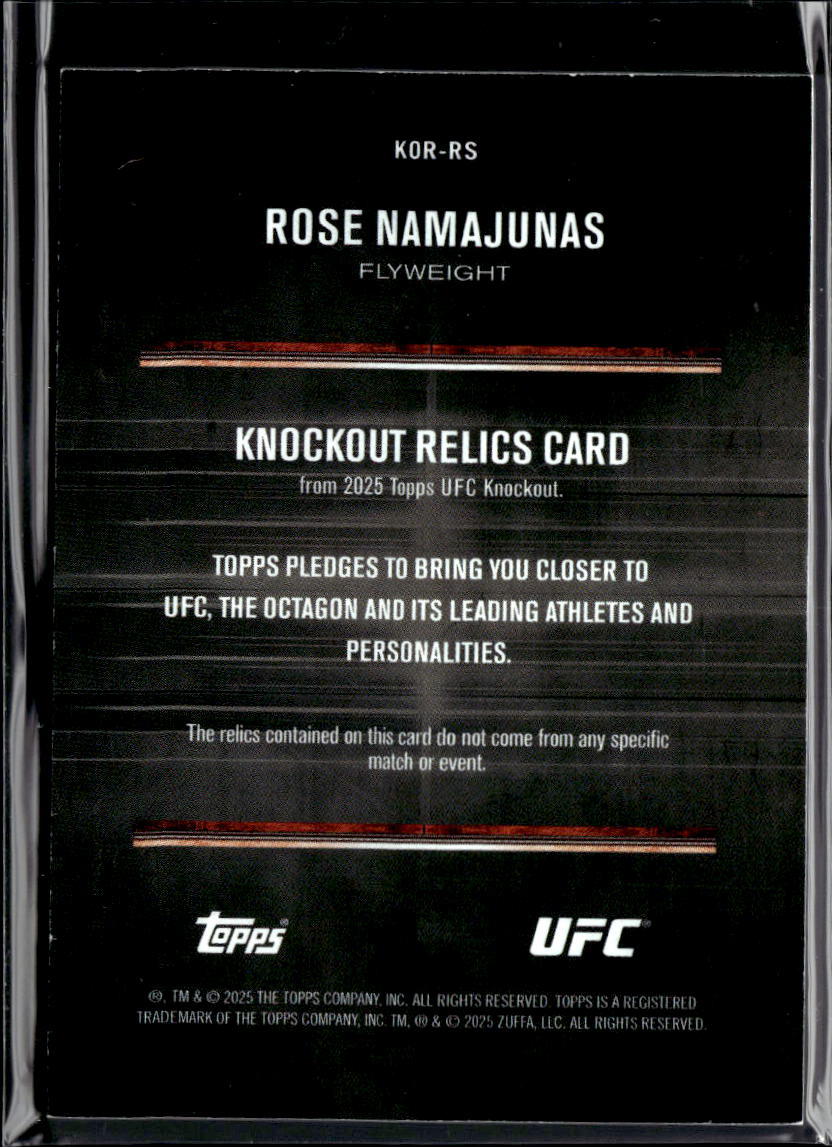 Rose Namajunas 2025 Topps UFC Knockout Relic Patch 5/25