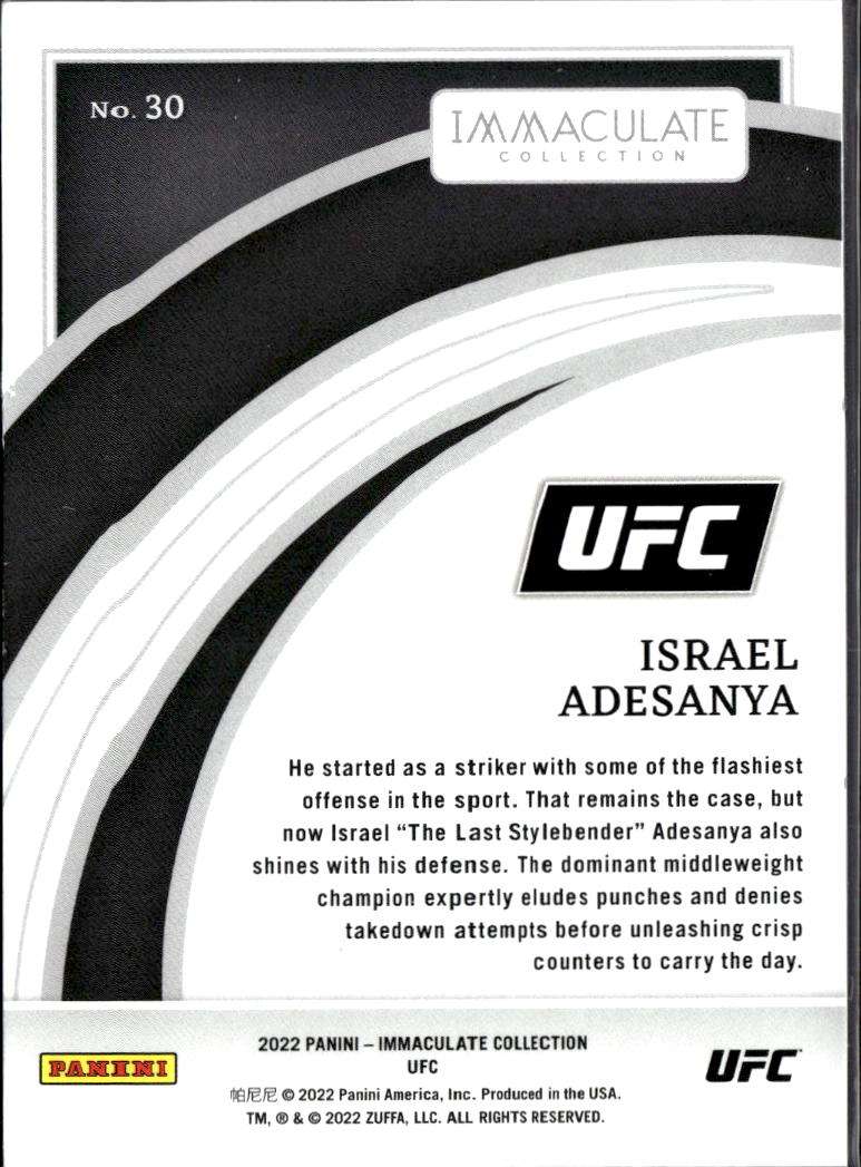 Israel Adesanya 2022 Immaculate Collection UFC 19/49 #30