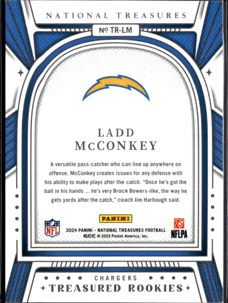 Ladd McConkey 2025 National Treasures Treasured Rookies RC 8/25 Chargers