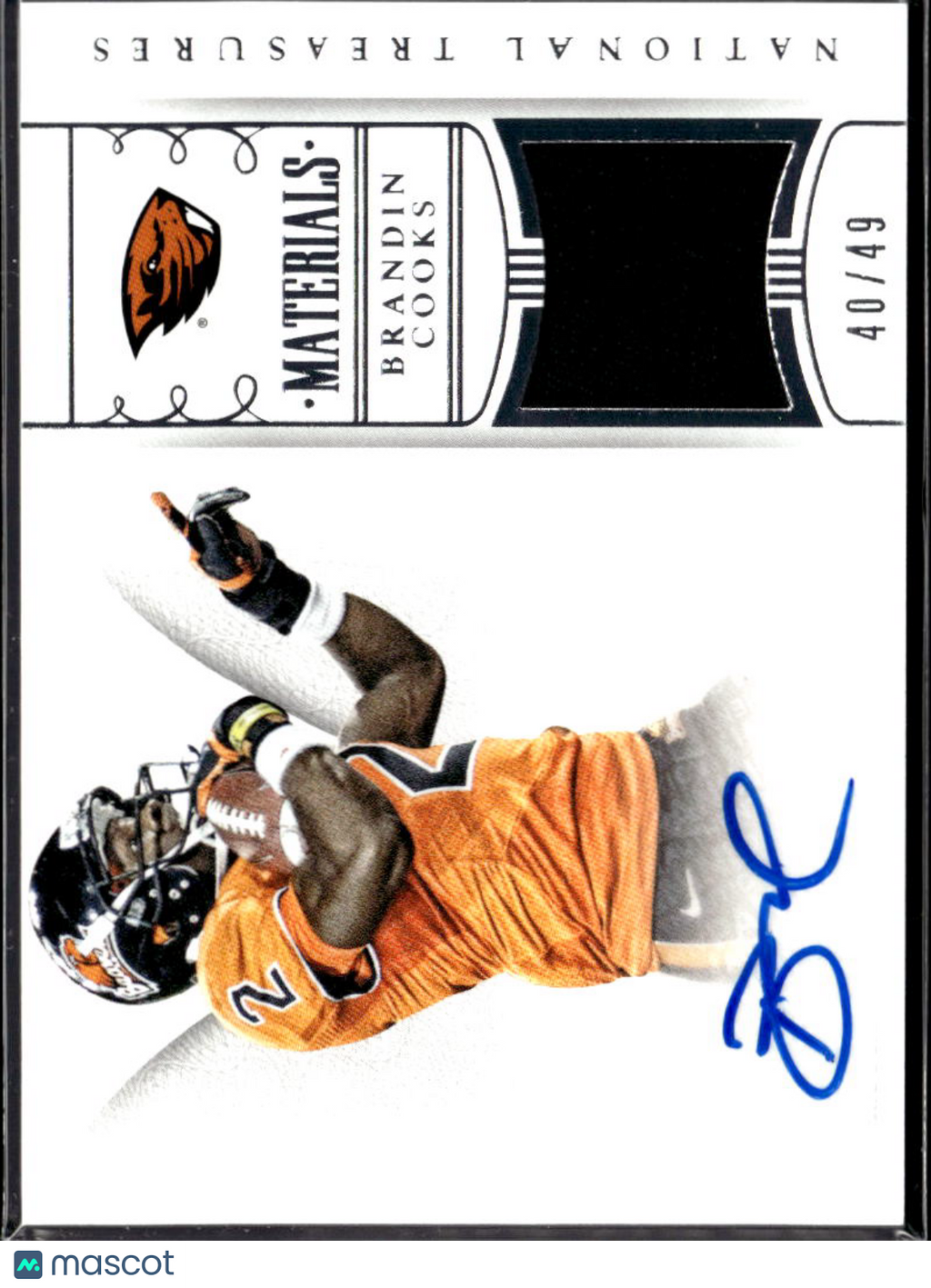 Brandin Cooks 2015 National Treasures Autograph Game Worn Patch /49 Oregon State