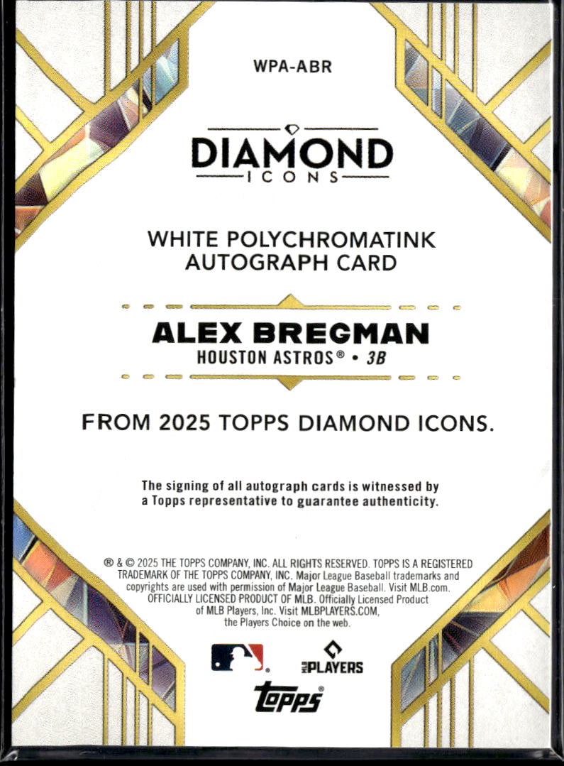 Alex Bregman 2025 Topps Diamond Icons Auto Autograph 1/5 Houston Astros
