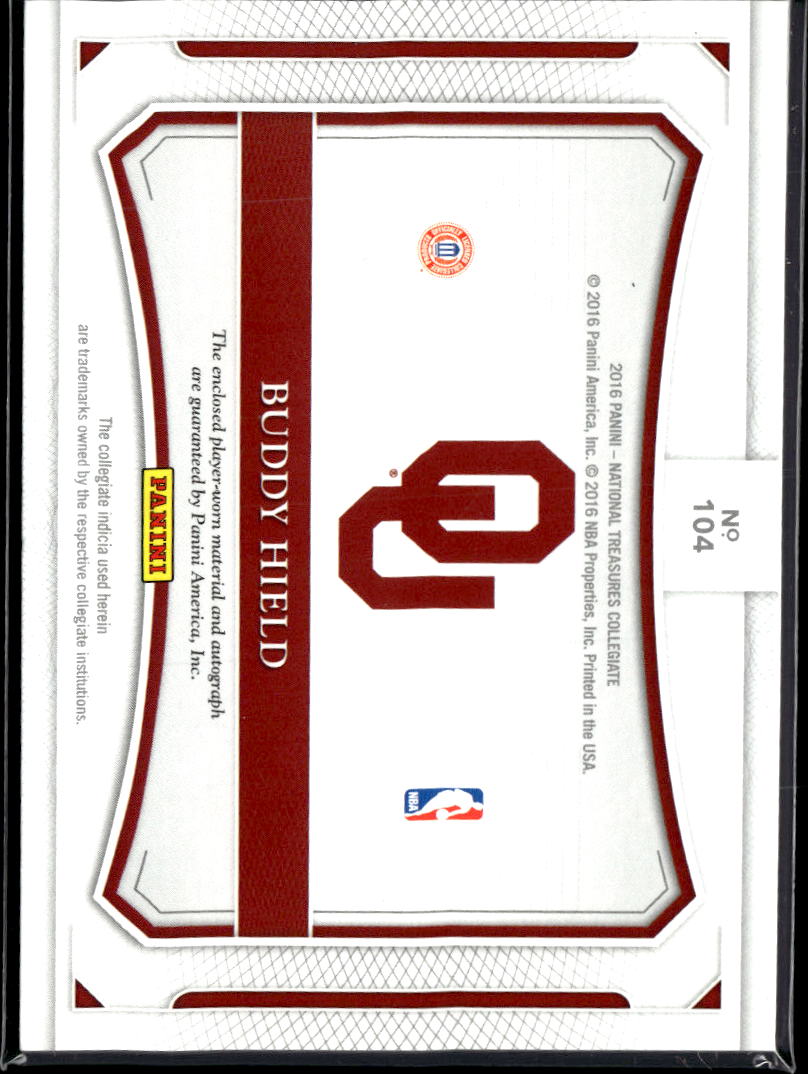 Buddy Hield 2016 National Treasures Auto Autograph Patch RC /99 Oklahoma Sooners