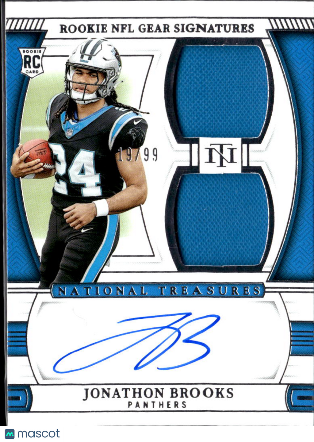 Jonathon Brooks 2025 National Treasures Auto Autograph Patch RC 19/99 Panthers