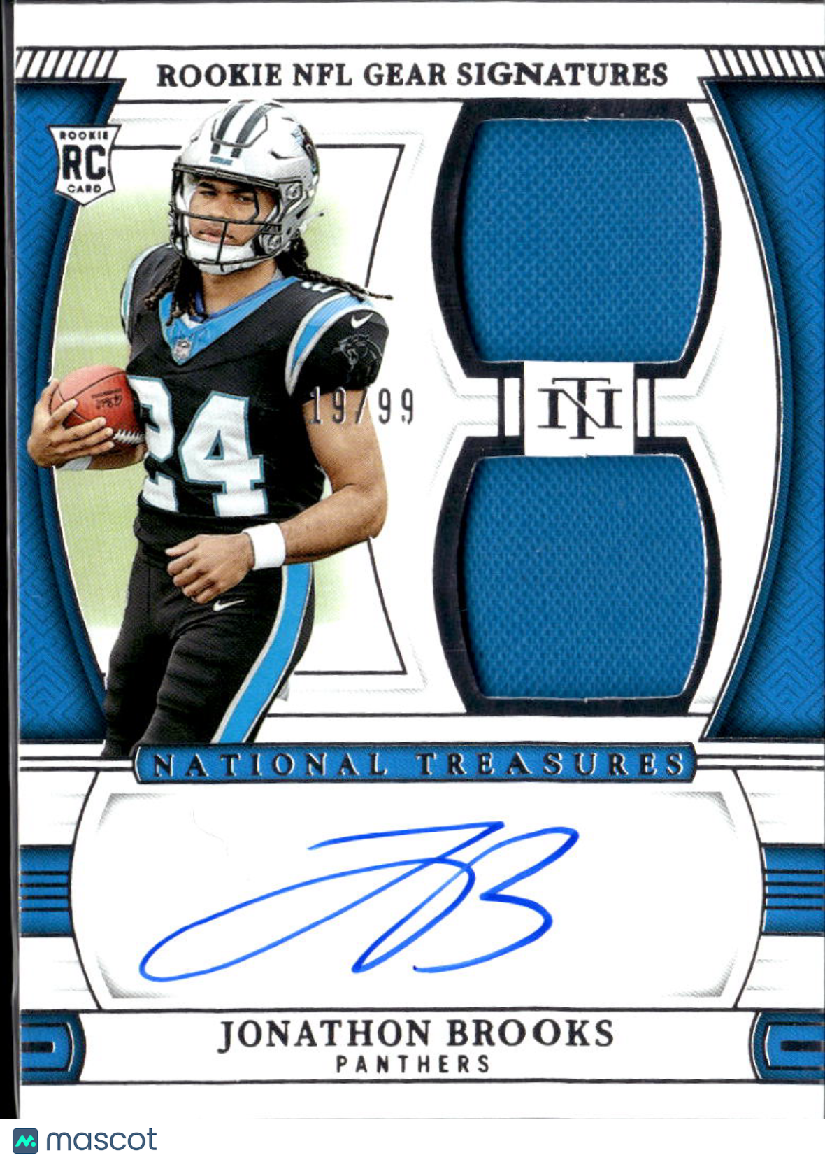 Jonathon Brooks 2025 National Treasures Auto Autograph Patch RC 19/99 Panthers