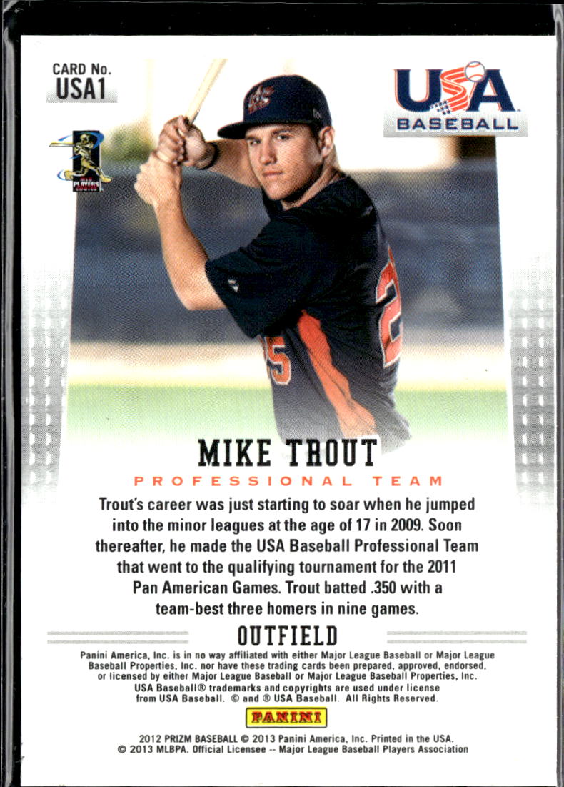 Mike Trout 2013 Panini Prizm USA Baseball Los Angeles Angels #USA1