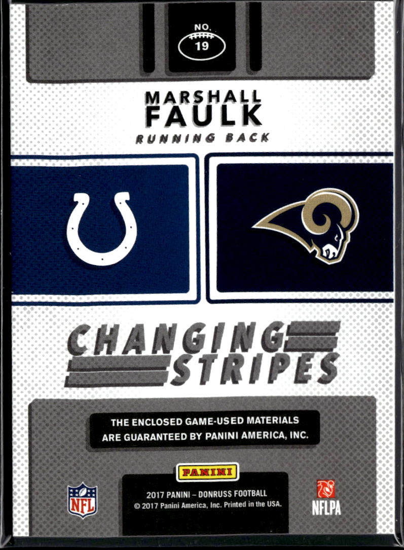 Marshall Faulk 2017 Donruss Changing Stripes Jersey Patch /99 Colts Rams