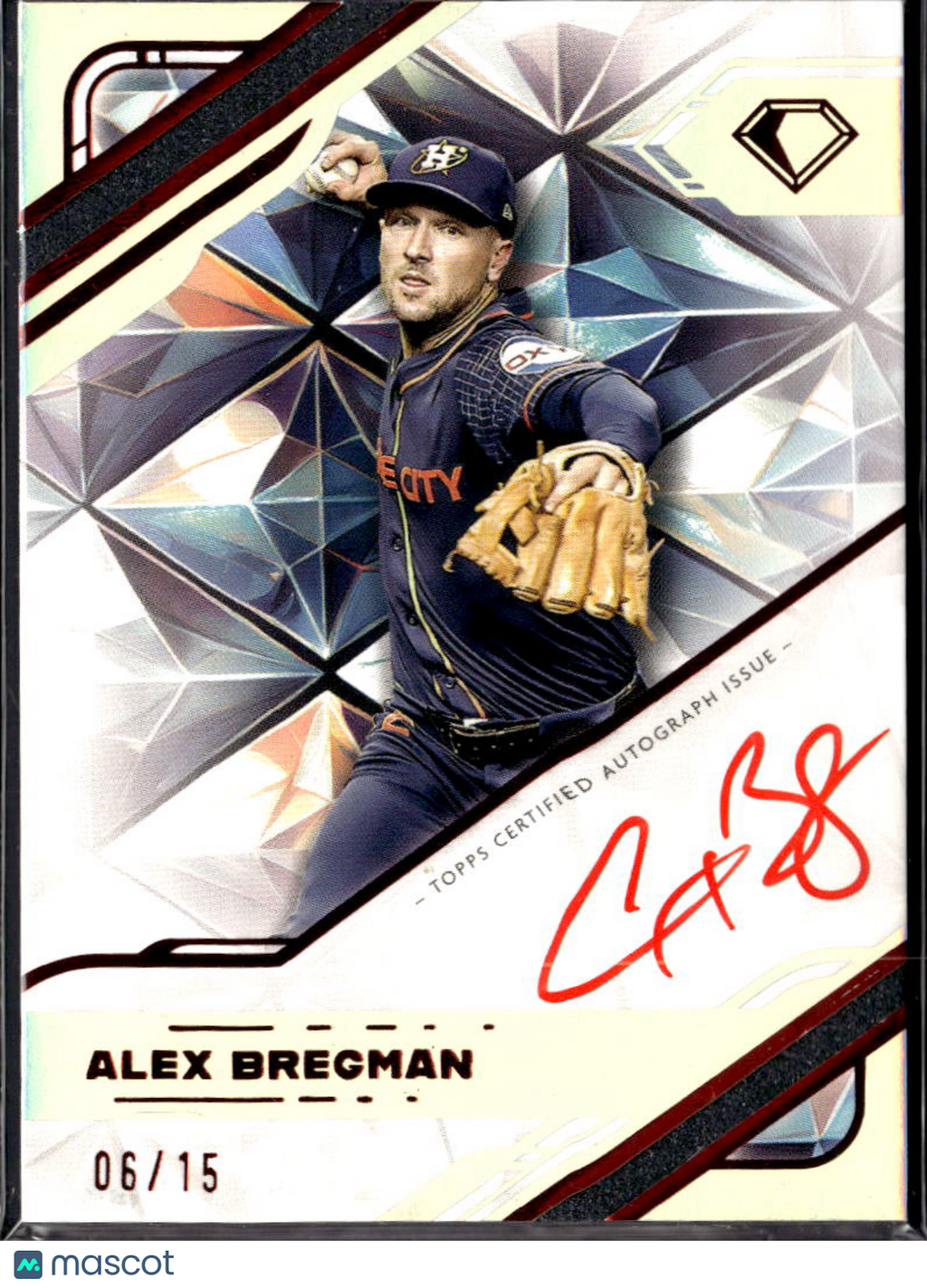 Alex Bregman 2025 Topps Diamond Icons White Polychromatink Red Auto /15 Astros