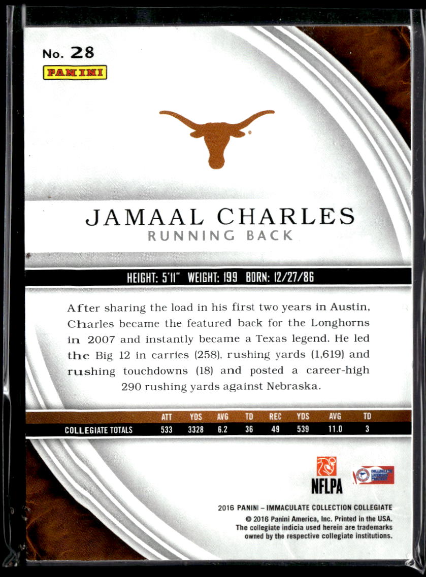 Jamaal Charles 2016 Panini Immaculate Collection Collegiate /5 Texas Longhorns
