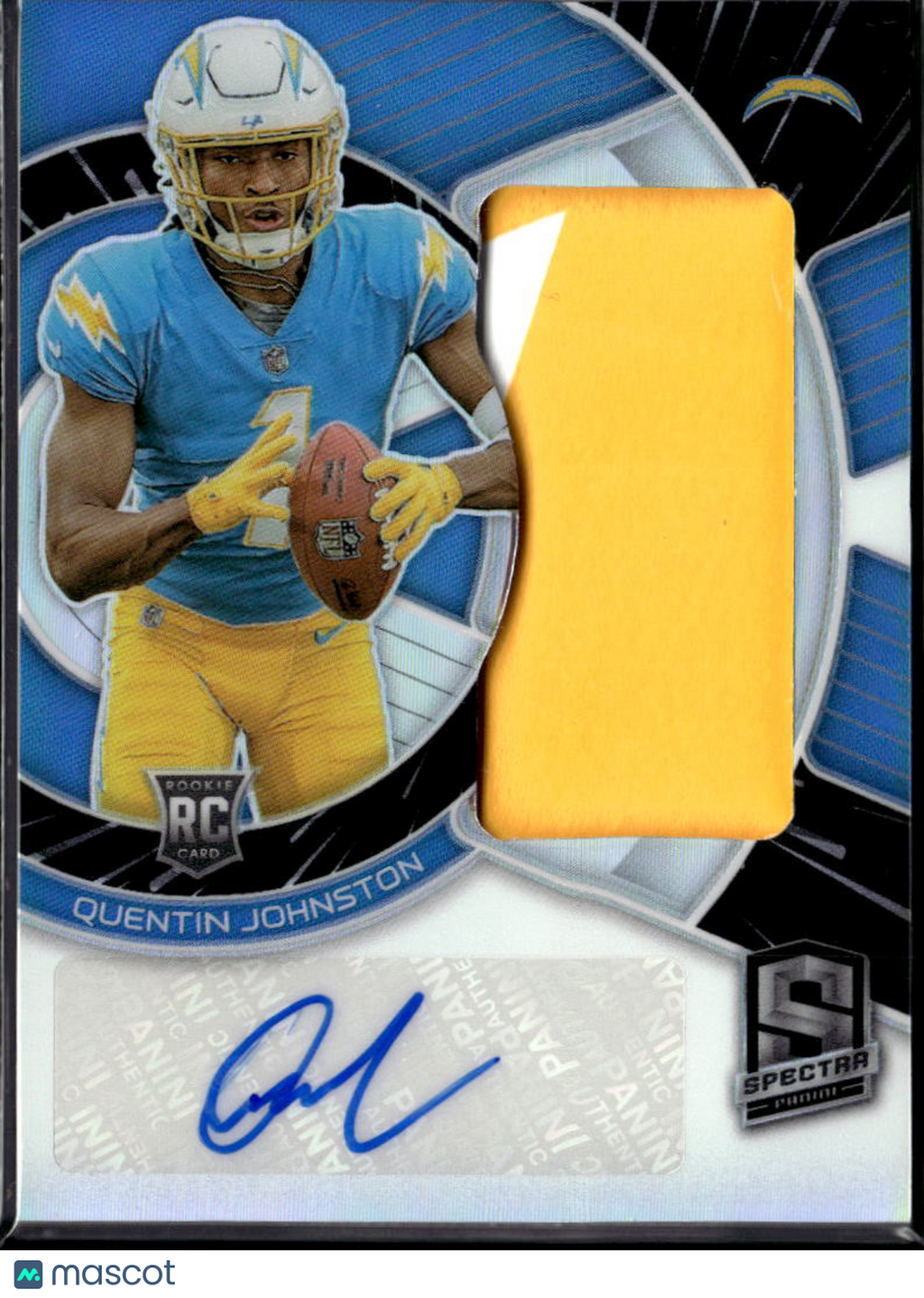 Quentin Johnston 2023 Panini Spectra Prizm RC Patch Auto Blue /60 Chargers