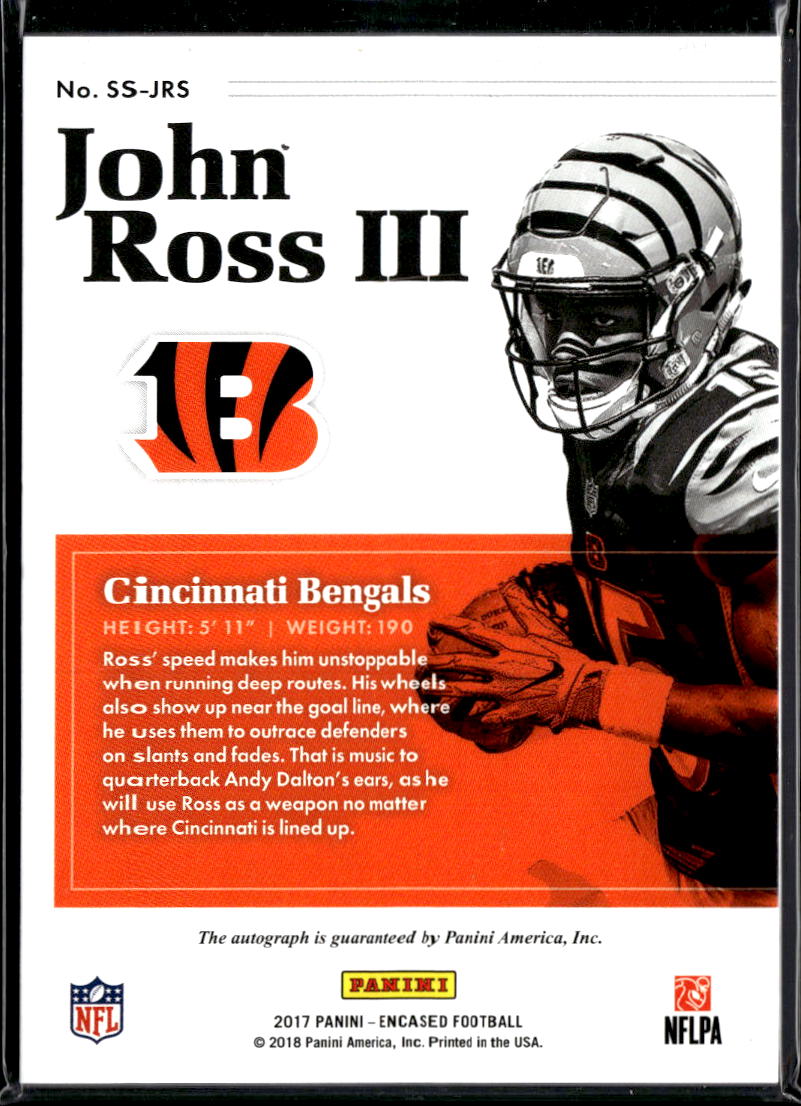 John Ross III 2018 Encased Scripted Inscription Auto RC /10 Bengals