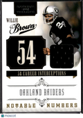 Willie Brown 2011 Panini National Treasures Notable Numbers Jersey /99 Raiders