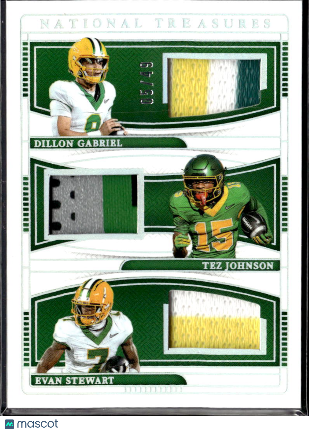 Tez Johnson Evan Stewart Dillon Gabriel 2025 National Treasures Patch /49 Oregon