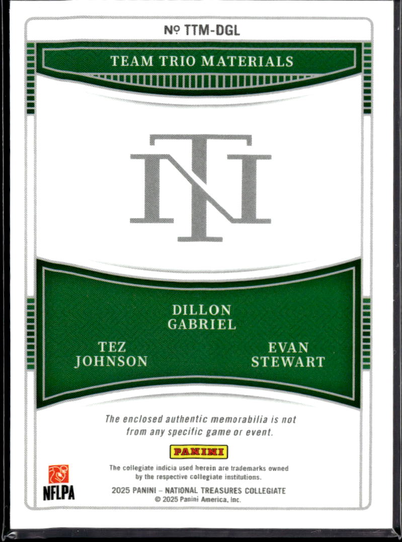 Tez Johnson Evan Stewart Dillon Gabriel 2025 National Treasures Patch /49 Oregon