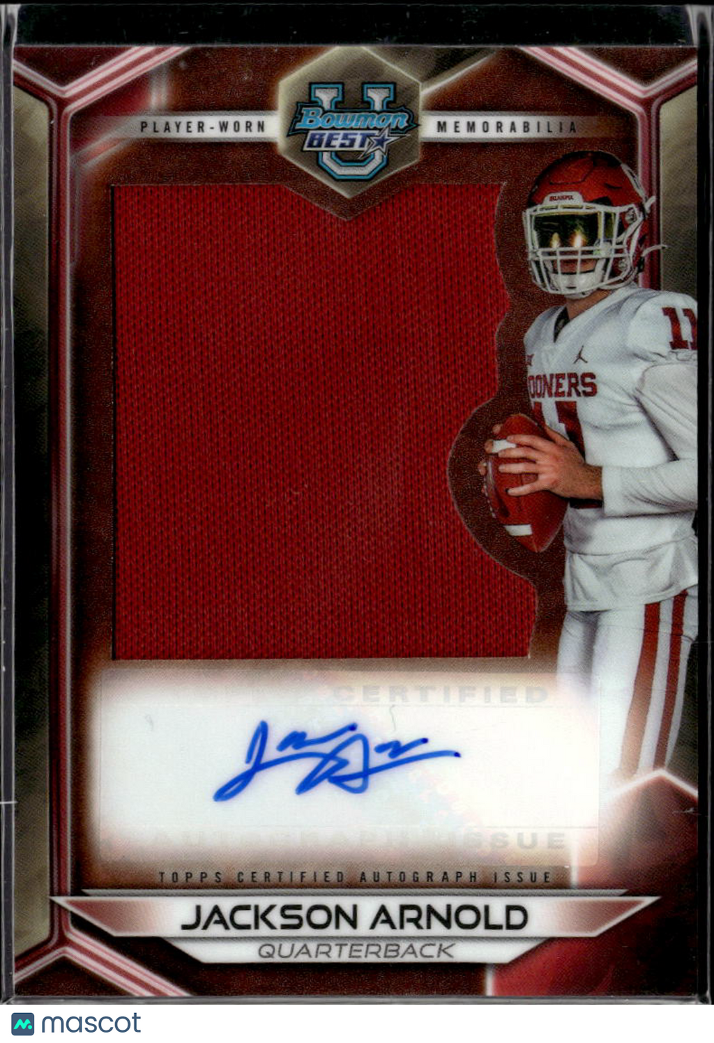 Jackson Arnold 2023 Bowman University Best Jumbo Relic Auto Oklahoma