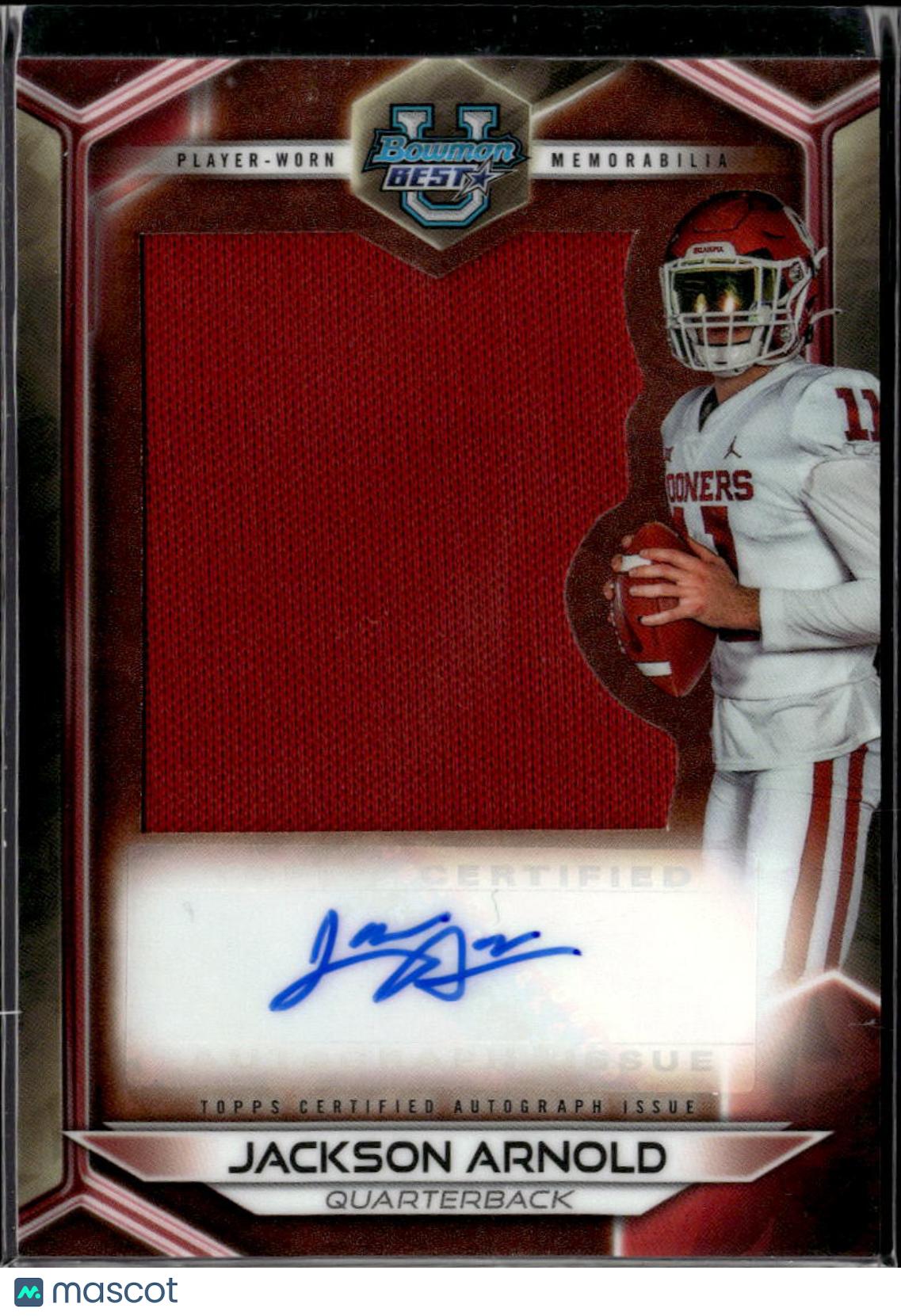 Jackson Arnold 2023 Bowman University Best Jumbo Relic Auto Oklahoma