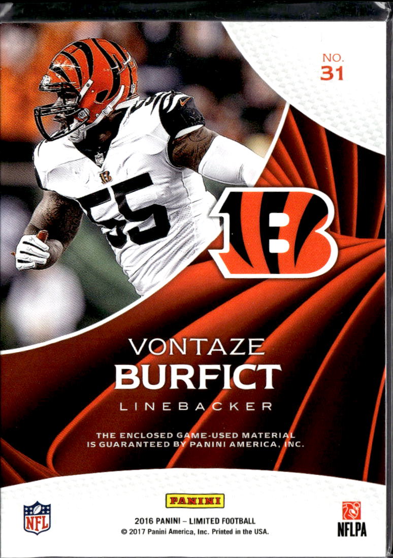 Vontaze Burfict 2017 Panini Limited Threads Game-Used Material /25 Bengals