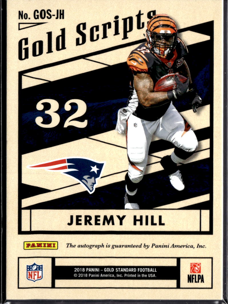 Jeremy Hill 2018 Gold Standard Gold Scripts Auto Black 1/1 New England Patriots