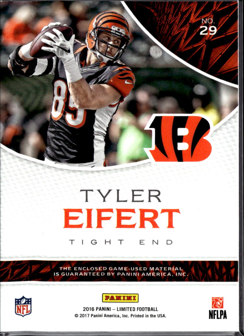 Tyler Eifert 2017 Panini Limited Star Factor Swatches Clothing Patch /25 Bengals