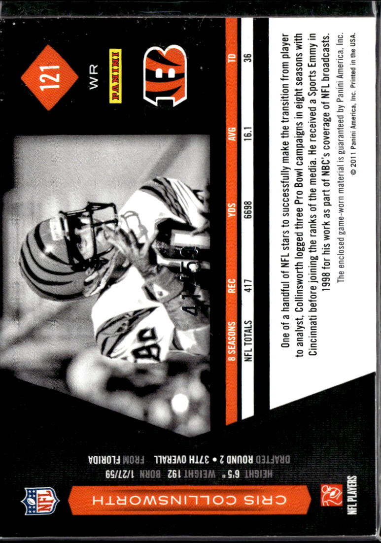 Cris Collinsworth 2011 Panini Limited Legend Clothing Patch /50 Bengals