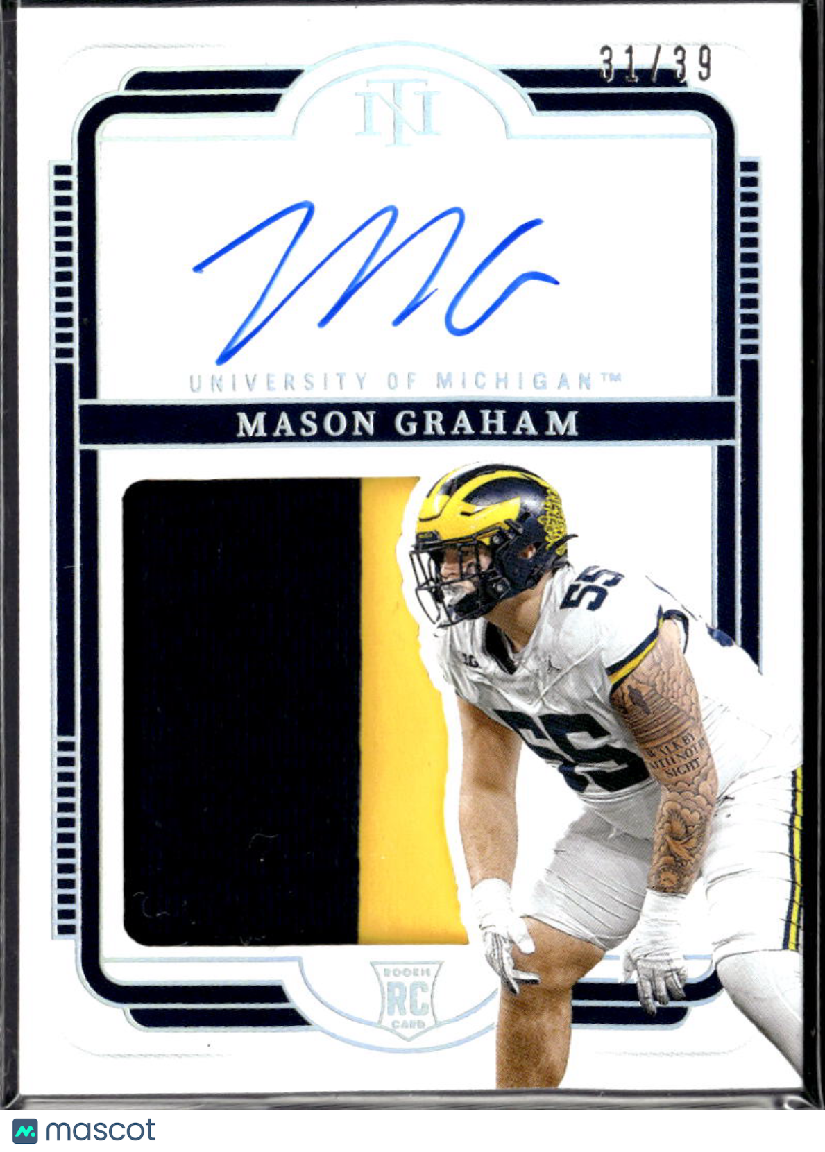 Mason Graham 2025 National Treasures Collegiate Patch RC Auto /39 Michigan