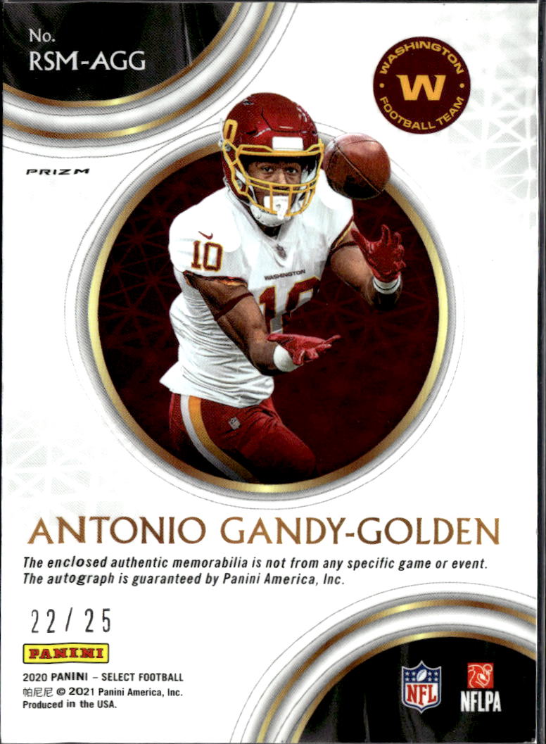 Antonio Gandy-Golden 2020 Panini Select Tie Dye Patch RC Auto /25 Commanders