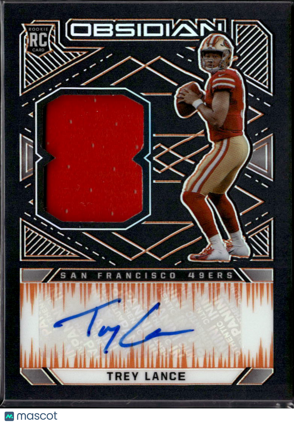 Trey Lance 2021 Panini Obsidian Patch RC Auto Orange /75 49ers
