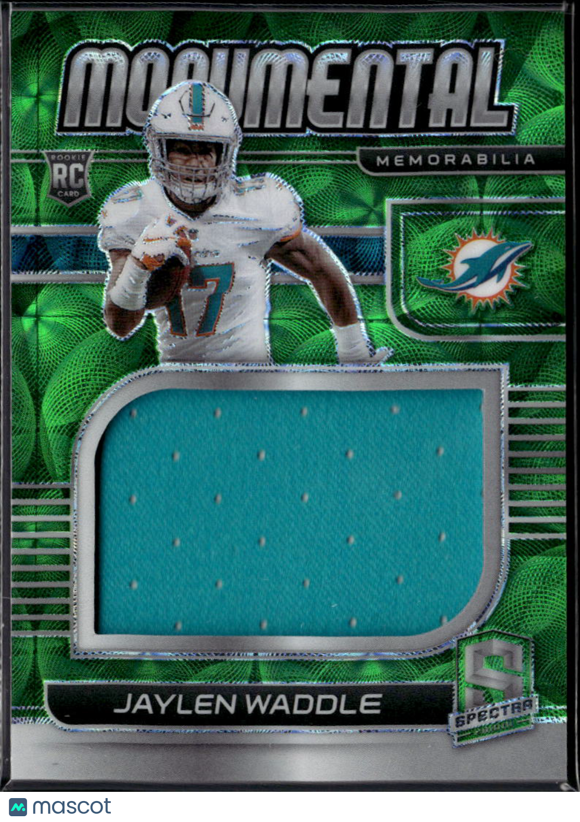 Jaylen Waddle 2021 Panini Spectra Prizm Monumental Jersey Green /35 Dolphins