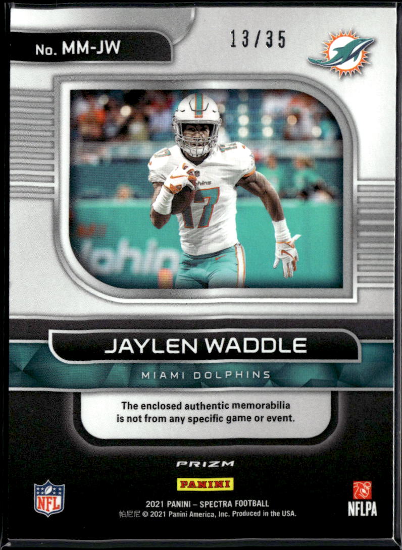 Jaylen Waddle 2021 Panini Spectra Prizm Monumental Jersey Green /35 Dolphins
