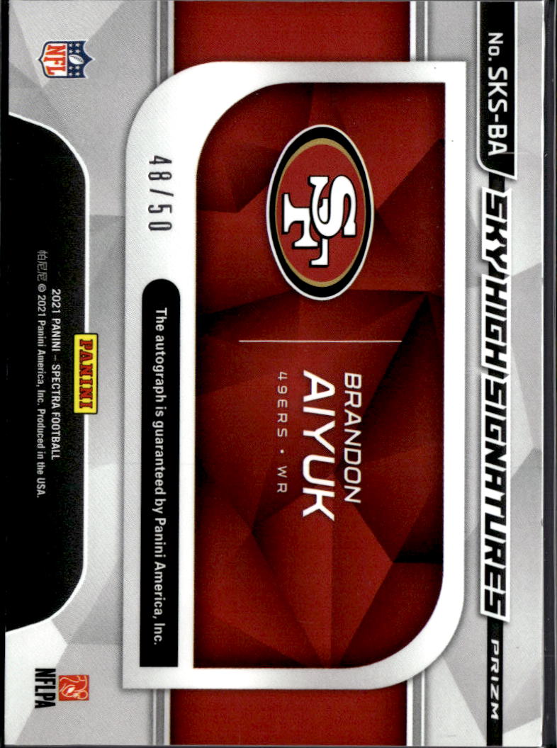 Brandon Aiyuk 2021 Panini Spectra Prizm Sky High Signatures Auto /50 49ers