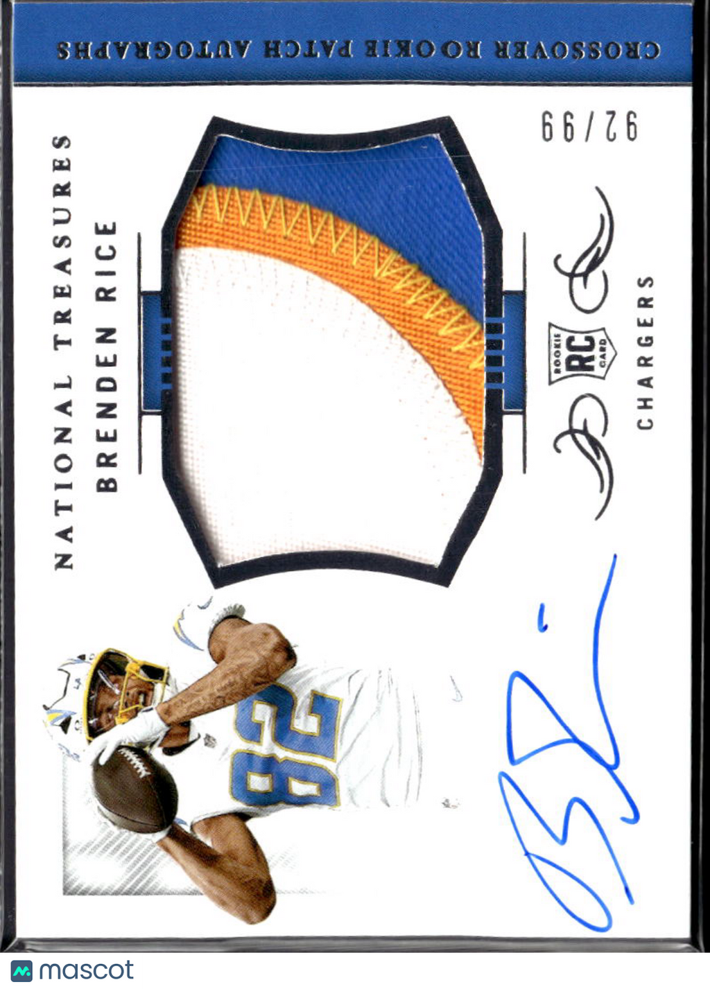 Brenden Rice 2025 National Treasures Crossover Patch Patch RC Auto /99 Chargers