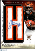 Jeremy Hill 2015 Panini Immaculate Nameplate Nobility RC Patch Auto /4 Bengals