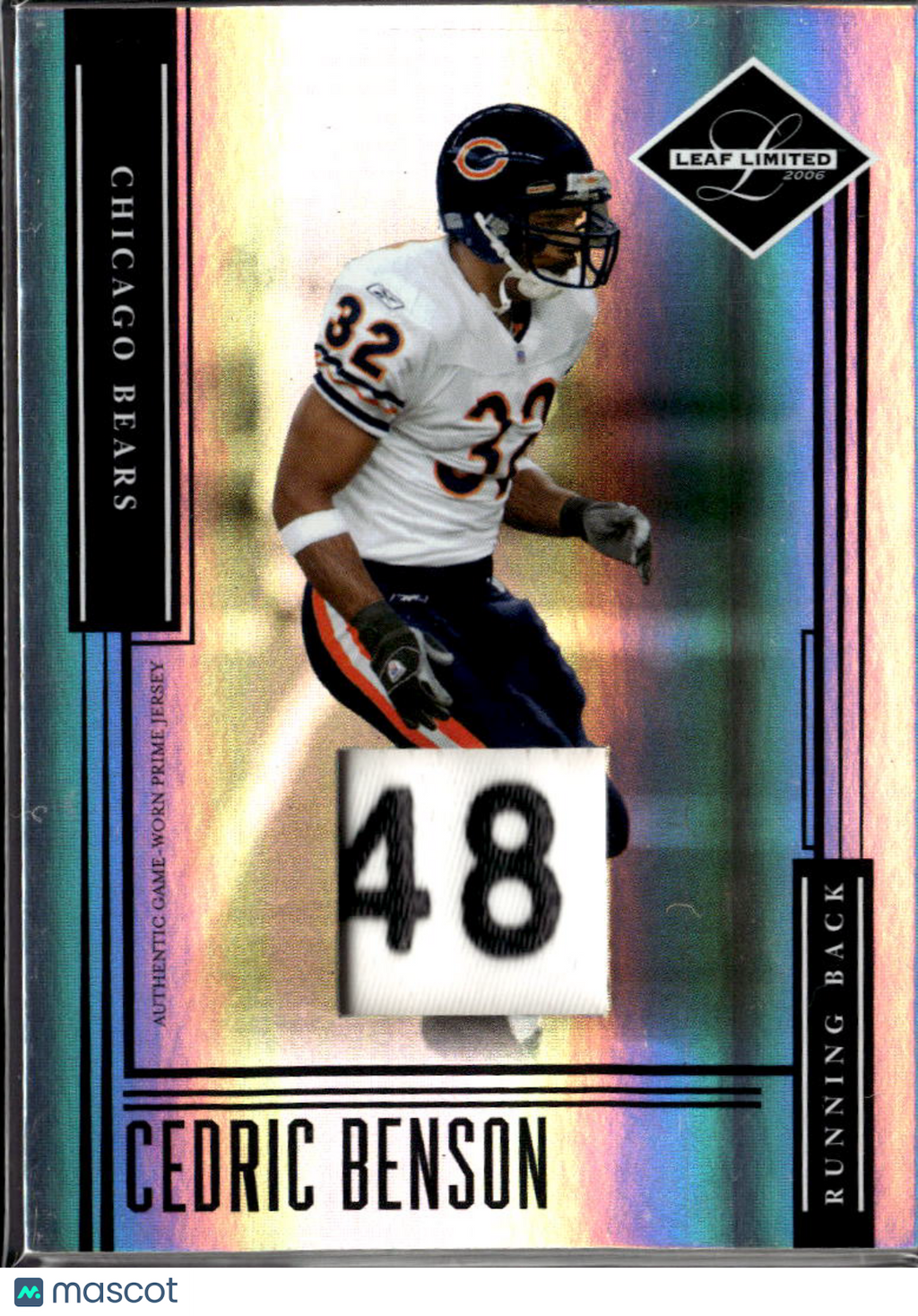 Cedric Benson 2006 Leaf Limited Game-Worn Prime Laundry Tag Patch /30 Bears
