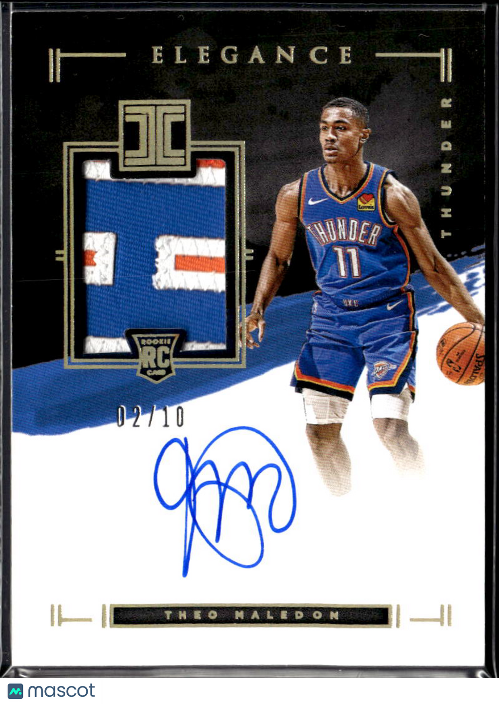 Theo Maledon 2020 Impeccable Elegance Patch RC Auto Gold /10 Thunder