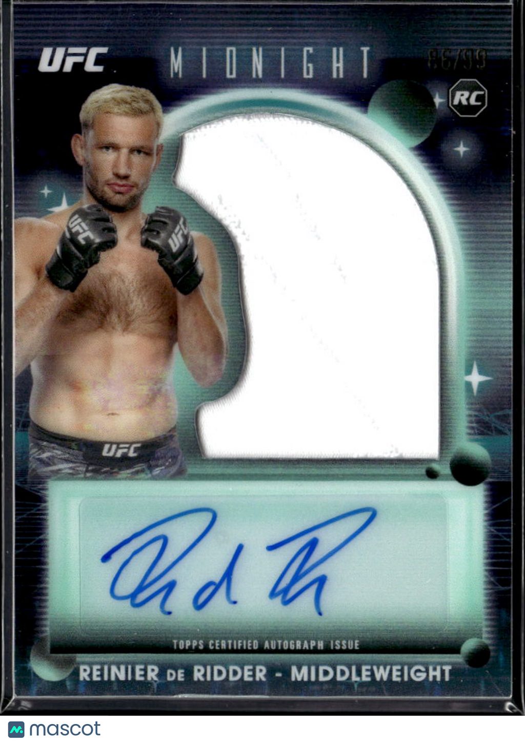 Reinier de Ridder 2025 Topps Midnight UFC Autograph Patch Relic RC Auto /99