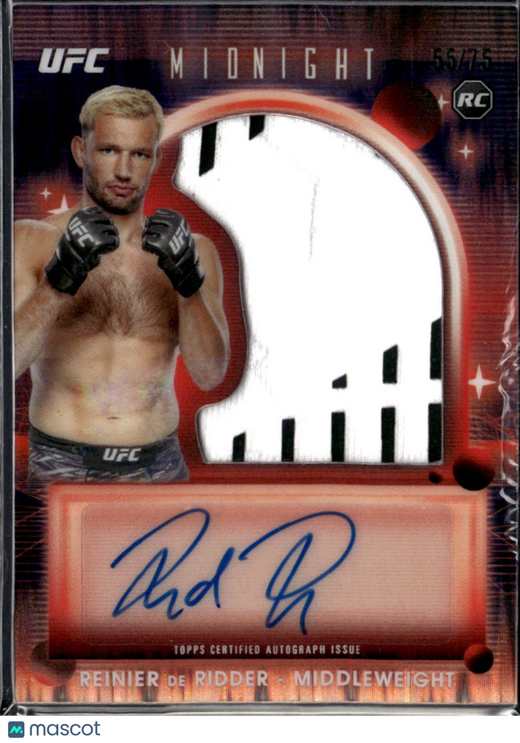 Reinier de Ridder 2025 Topps Midnight UFC Autograph patch Relic RC Auto /75