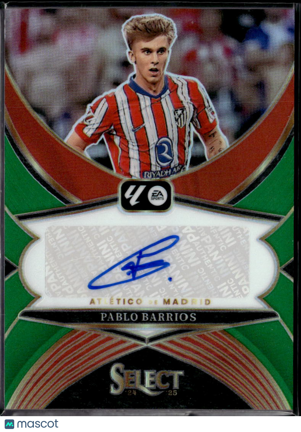 Pablo Barrios 2025 Panini Select La Liga Prizm Auto Green /5 Atlético de Madrid