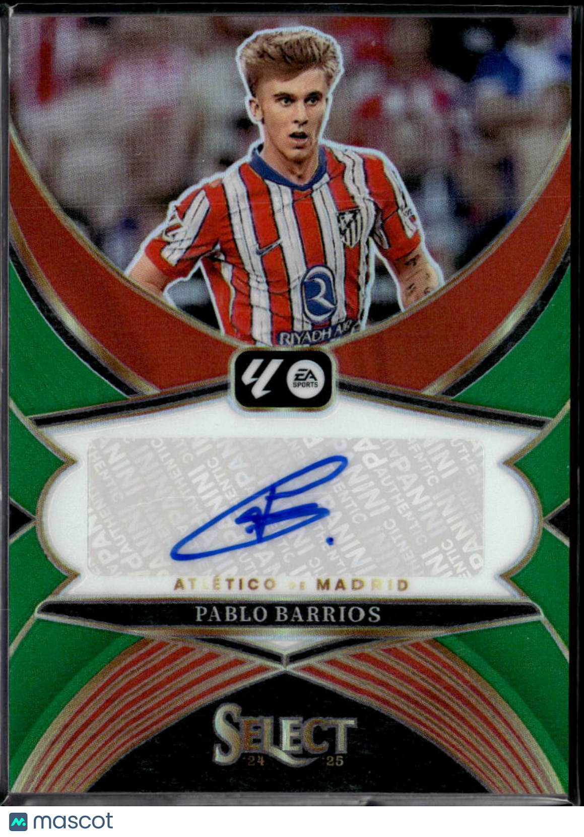 Pablo Barrios 2025 Panini Select La Liga Prizm Auto Green /5 Atlético de Madrid