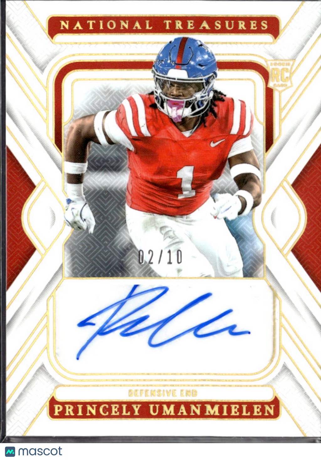 Princely Umanmielen 2025 National Treasures Collegiate RC Auto /10 Ole Miss