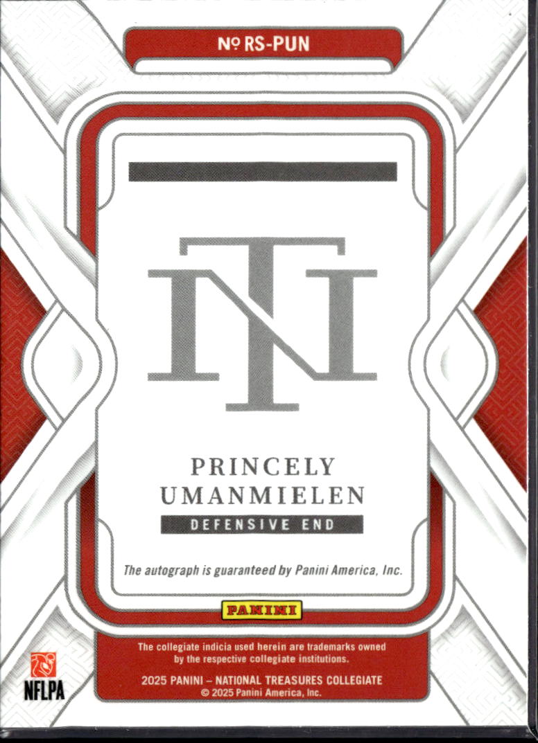 Princely Umanmielen 2025 National Treasures Collegiate RC Auto /10 Ole Miss