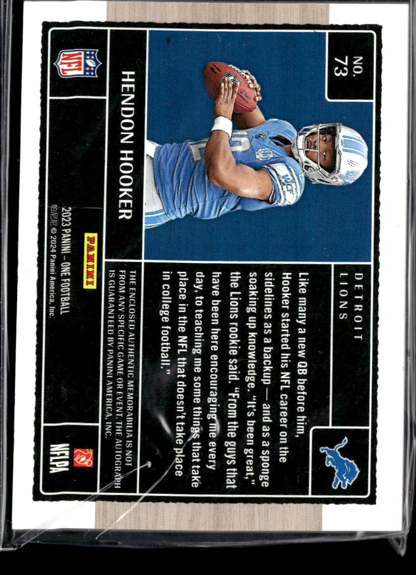 Hendon Hooker 2024 Panini One Football Quad Patch Auto RC /99 Detroit Lions