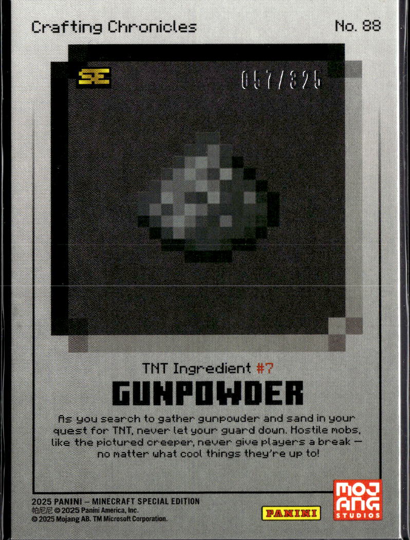 Gunpowder 2025 Panini Minecraft Special Edition Crafting Chronicles /325 #88