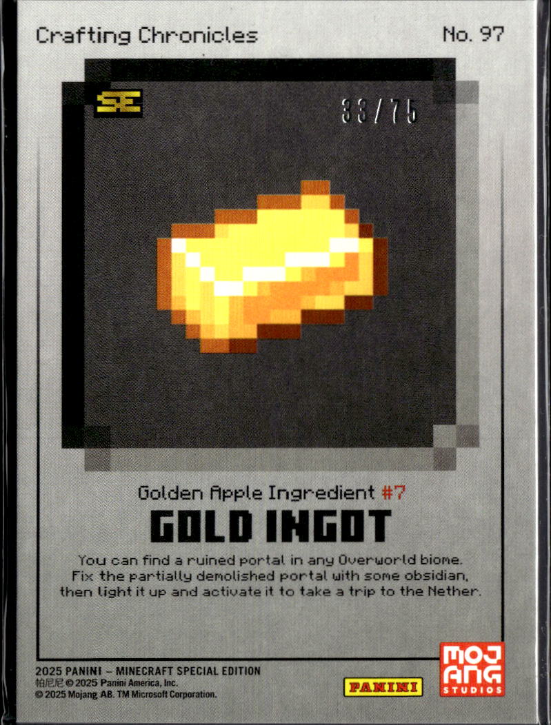 Gold ingot 2025 Panini Minecraft Special Edition Crafting Chronicles #97 /75