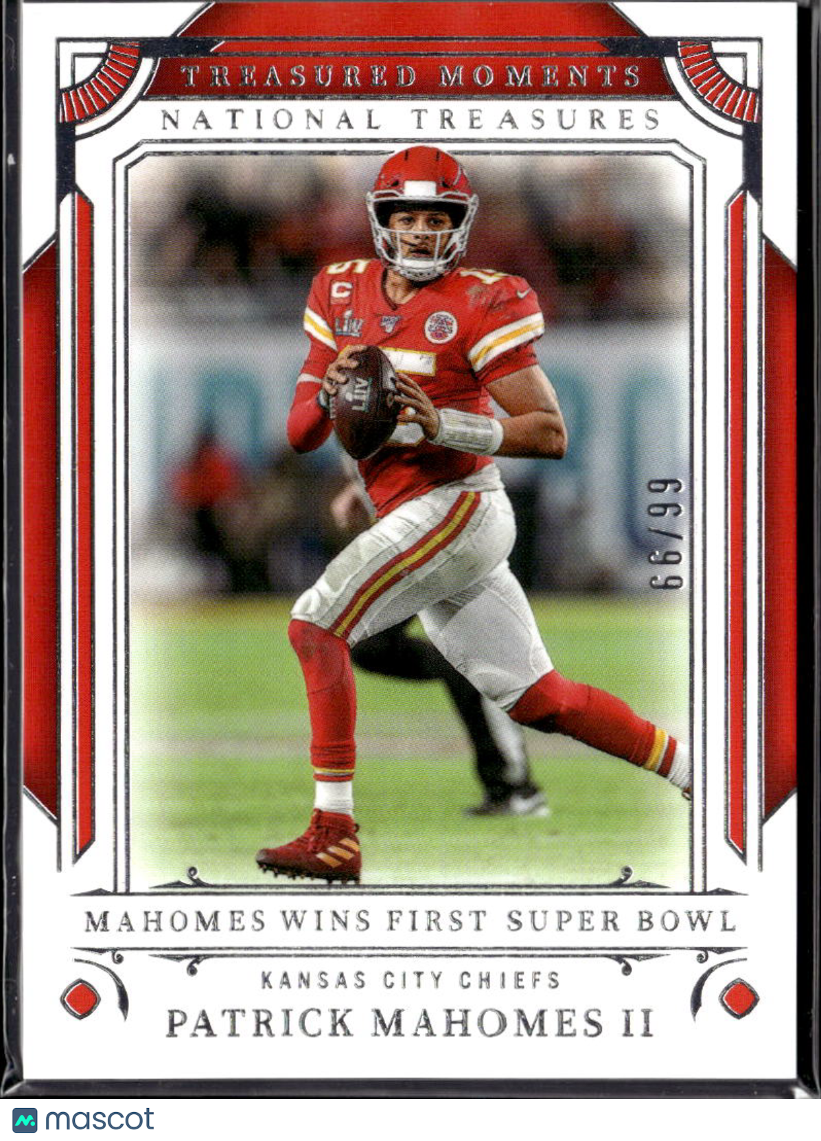 Patrick Mahomes 2025 National Treasures Treasured Moments /99 Kansas City Chiefs