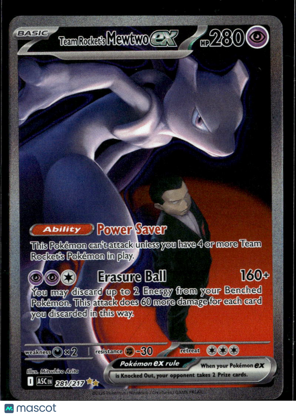 Team Rocket's Mewtwo EX 2026 ME Ascended Heroes Etched Secret Rare SAR #281/217