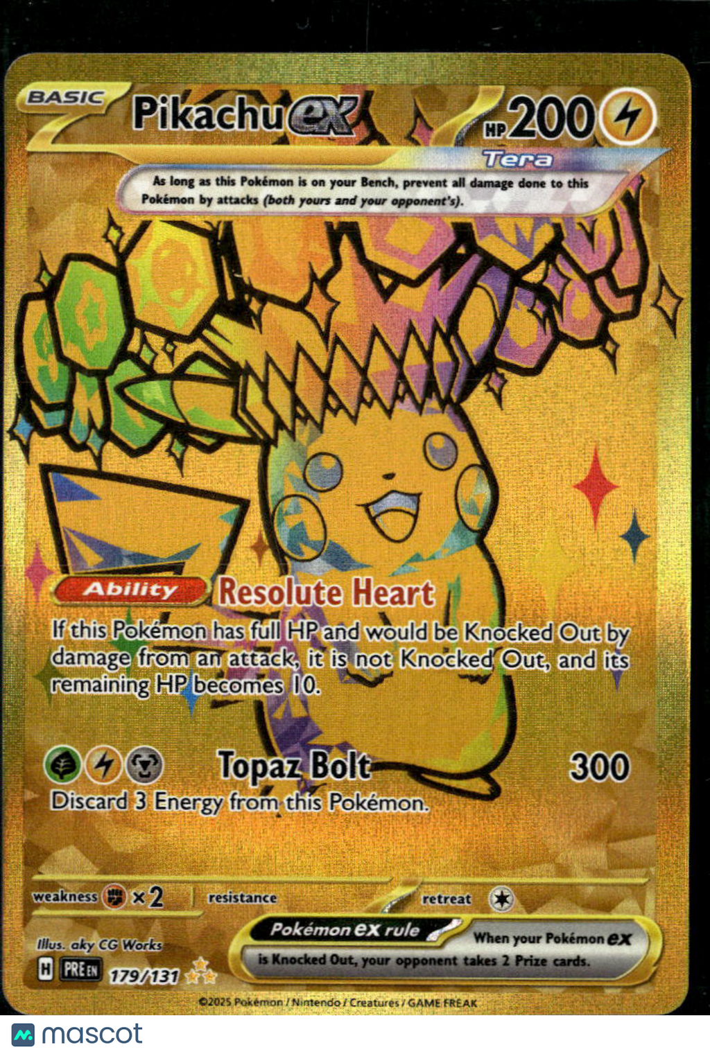 Pikachu EX 2025 Scarlet & Violet White Flare Holo Secret Rare HR #179/131
