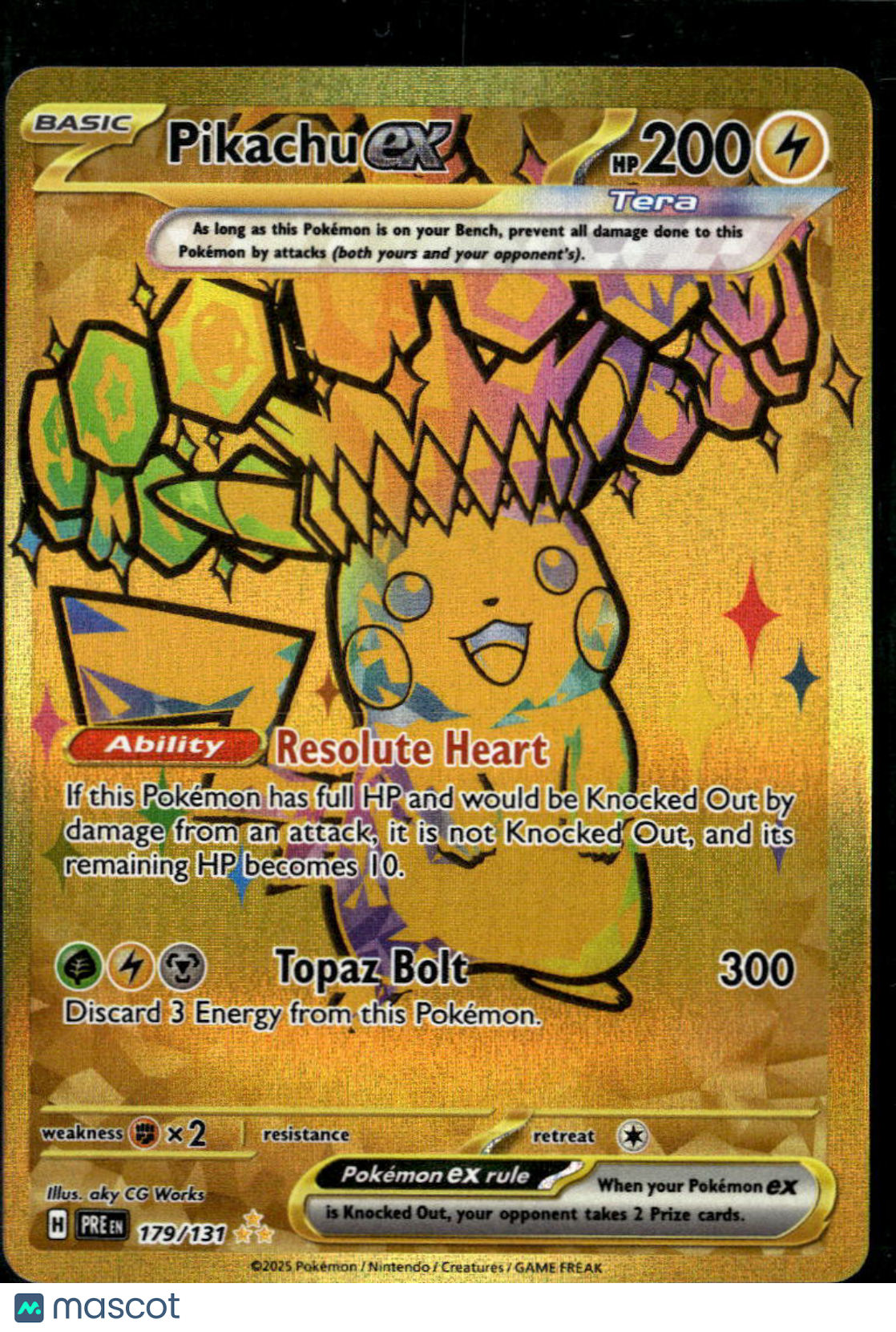 Pikachu EX 2025 Scarlet & Violet White Flare Holo Secret Rare HR #179/131