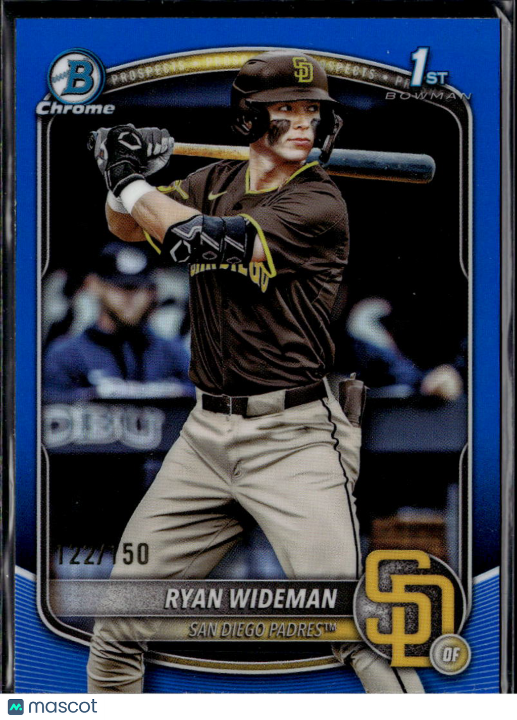 Ryan Wideman 2025 Bowman Chrome 1st Blue Refractor RC 122/150 San Diego Padres