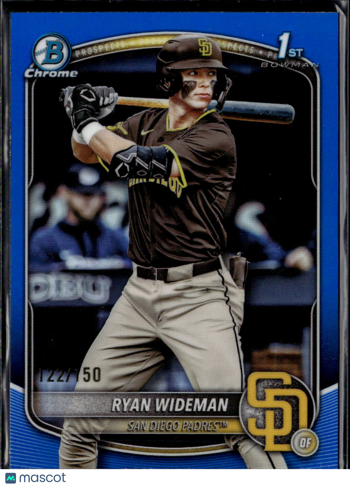 Ryan Wideman 2025 Bowman Chrome 1st Blue Refractor RC 122/150 San Diego Padres