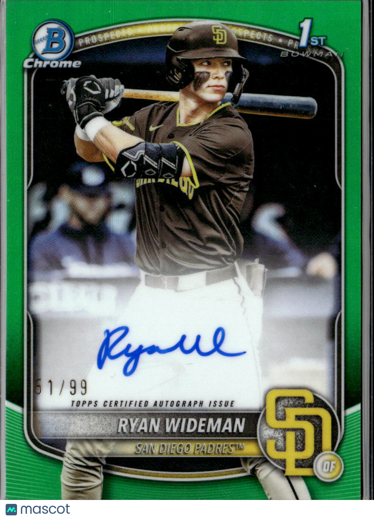 Ryan Wideman 2025 Bowman Chrome 1st Auto Autograph RC 51/99 San Diego Padres