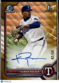 Kumar Rocker 2022 Bowman Chrome 1st Auto Autograph RC 42/50 Texas Rangers
